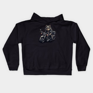 Fox Biker Retro Motorcycle Kids Hoodie